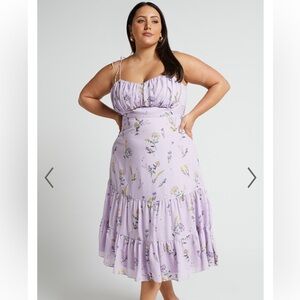 SHOWPO: MONACO MIDI DRESS - STRAPPY SWEETHEART TIERED DRESS IN LAVENDER